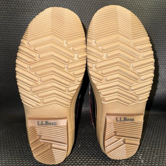 L.L. Bean Red Black Buffalo Plaid Lace Up Mid Calf Duck Winter Boots Mens Size 9 - Picture 7 of 8